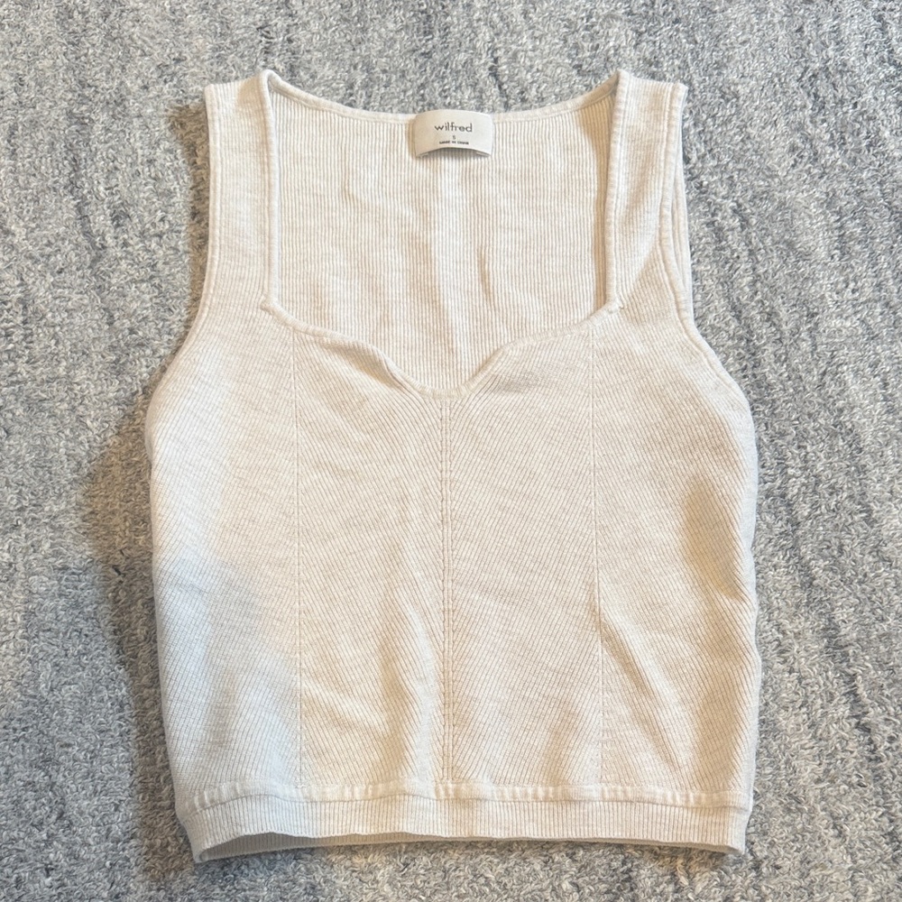 Wilfred Ivory Ribbed Knit Square-Neck Tank